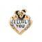 925 sterling silver Bear holding heart I love you charm for European Valentine's Day bracelet