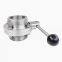 Food Grade 304 316 Sanitary Sms Din Round Manual External Thread End Connect butterfly Valve
