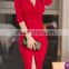 Long sleeve one-piece dress sexy front split maxi plus size long sleeve with V-neck grown