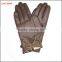 Popular simple style brown leather gloves for women