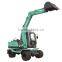 Small Wheel Excavator 0.35 CBM Bucket 76 hp engine 6 ton wheel excavator for South Africa