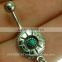 Native American Silver Belly Navel Ring w Turquoise, f303