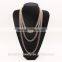 Multi Strand Three Tones Long Chain Necklace