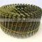 Hot selling flat top yellow coated screw/smooth pallet roofing coil nails