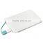 Ultra slim credit card shape portable power bank charger with custom logo print, i phone connector and optional capacity
