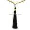 Original Natural Wood Beads Dull Polish Alloy Ball Jade Ball Long Tassels Beaded Necklace