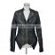 Lady's PU leather jacket with many zippers