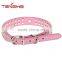 Pet collar with 2 rows rhinestone bling heart studded leather dog pet collar for small dog