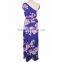 Wholesale uk Exquisite flower printed chiffon one-shoulder long maxi summer dresses