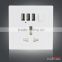 China Supplier Electrical UK Standard switch botton Universal Wall Power Socket with 3 USB Charger
