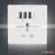 China Supplier Electrical UK Standard switch botton Universal Wall Power Socket with 3 USB Charger