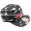 Custom Embroidered Patch Flat Brim Army Running Cap With Two Metal Eyelets