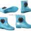 New fashion shiny garden ankle PVC rain boots with camellia decoration for women
