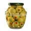 Stuffed Green Olives. Top Quality 100% Tunisian Olives. Stuffed Olives with Cayenne Peppers, Table Olives. 370 ml Glass Jar