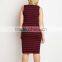 Women plus size spoon neck sleeveless tight cotton knit stripe tank dress