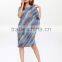 Bright color stripe folding batwing sleeve women dresses
