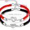 quality circle charms red and black cord bracelets with clasp fashion handmade cord love bracelets for boys and girls gift