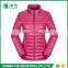 Morden Style Pink Women Ultra Light Down Jacket With Detachable Hood