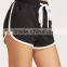 MGOO Black Drawstring Waist Contrast Binding Dolphin Shorts Sport Cotton Shorts Plain Hot Shorts