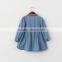 F10021A New Summer Embroidery Denim Dress Long Sleeve Girls Dress