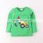 New fashion long sleeve printed cars green boys kids t-shirts design