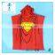 BSCI towel factory 100% cotton Superman cartoon printed hooded poncho beach towel for Kids