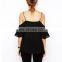 Sexy Ladies Cold Shoulder India Wholesale Clothing Fashion Chiffon Blouse