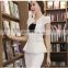 Fashion Style Pure Color Round Collar T-Shirt Suit with Hem for Office Lady