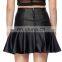 High quality ruffle design artificial leather skirt