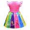 A0183# Girls Dress 2020 Summer Cotton Sleeves Print Cartoon Clothes Kids Dress