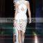 2016 new spring women dress sey hollow out sleeveless knee-length white celebrity party prom elegant bodycon bandage dress