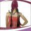 fashionable hat with fake long micro braid hair wig attached