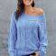 Long sleeve off-shoulder loose pullover sweater