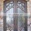 hot sale eyebrow top special scrolls design handicraft entry double glass wrought iron door