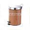 3L bamboo print tin plate rubbish bin  stainless steel trash bin