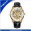 New Trendy High Quality Genuine Leather Band Watch Skeleton Watch