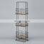 Vitality Series Bamboo Bottom Black Iron Wire Shower Caddy Storage Rack Bathroom Shelf