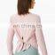 New Loose Quick Dry Sports T-shirt Yoga Exercise Fitness Tops Breathable Open Back Gym Women Long Sleeve Pull Over Top