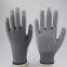 gray polyester knitted gray PU palm coated safety work gloves anti-static comfortable breathable