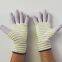 zebra wave white&purple&yellow polyester 13 gauge knitted pu palm coated anti-static safety work gloves for light industrial workers