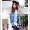 DJ213872 2014 Hot Selling China Wholesale Denim Jacket Slim Woman Denim Jeans Jacket