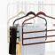 Trouser velvet hanger four layers scarf rack four non slip bars black pants hanger