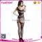 Sexy Women Floral Stripes One-shoulder Fishnet Body Stocking Bodysuit Lingerie