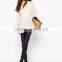 Custom Design Women Chiffon Blouse With V Neck