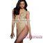 2016 Apricot Ruffled Deep V-neck brazilian one piece swimsuit women