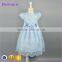 new style blue korean girl evening dress kids clothes flower organza lace dresses 2-16 years old