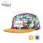 customized logo 5 panel cap with floral printing wholesale