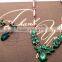 <<<2016 Fashion European style personality women jewelry set green crystal necklace earring set/