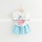 2016 Latest Beautiful Cartoon Girls Clothing Sets with Bowknot, Frock Suits for Baby Girls