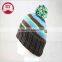 Female Winter Hat elastic knitted wool cap color stripe warm ski cap